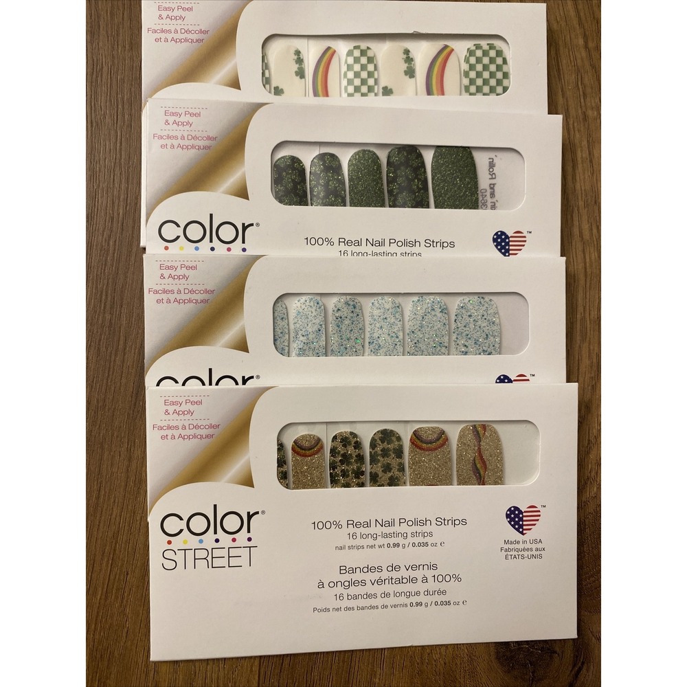 4x COLOR STREET ST. PATRICK'S DAY Green Glitter Shamrocks